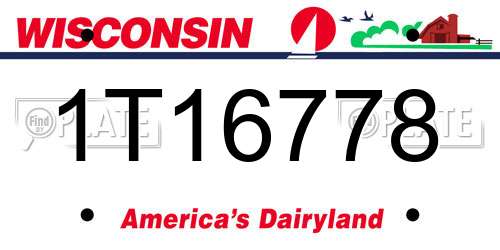 1T16778 Wisconsin License Plate