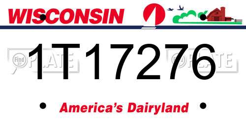1T17276 Wisconsin License Plate