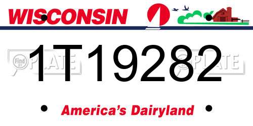 1T19282 Wisconsin License Plate
