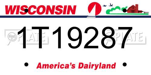 1T19287 Wisconsin License Plate