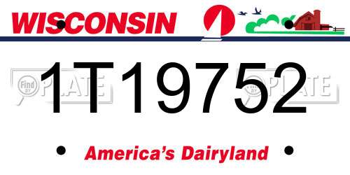 1T19752 Wisconsin License Plate