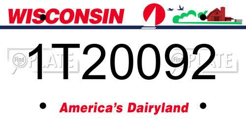 1T20092 Wisconsin License Plate