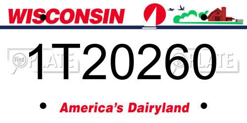 1T20260 Wisconsin License Plate