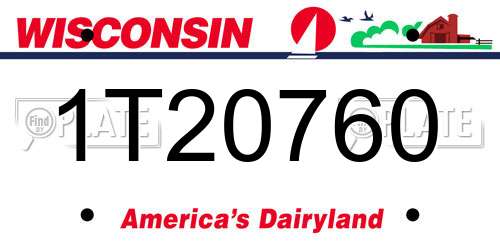 1T20760 Wisconsin License Plate