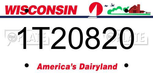 1T20820 Wisconsin License Plate