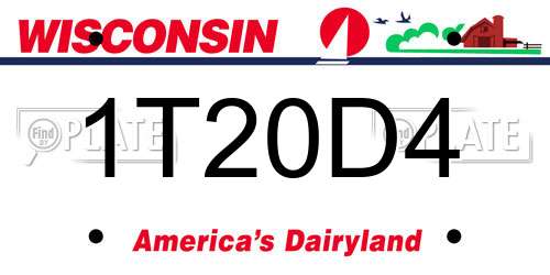 1T20D4 Wisconsin License Plate
