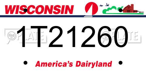 1T21260 Wisconsin License Plate