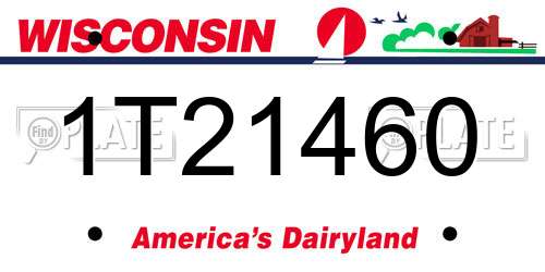1T21460 Wisconsin License Plate
