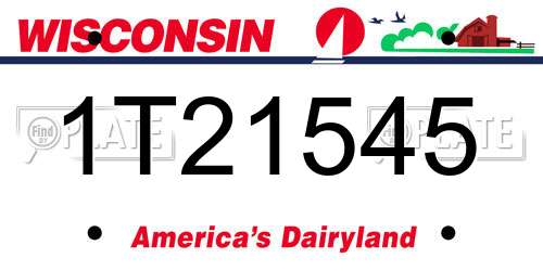 1T21545 Wisconsin License Plate