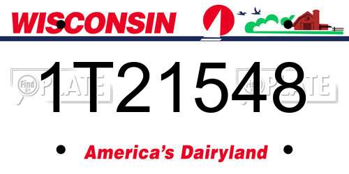 1T21548 Wisconsin License Plate