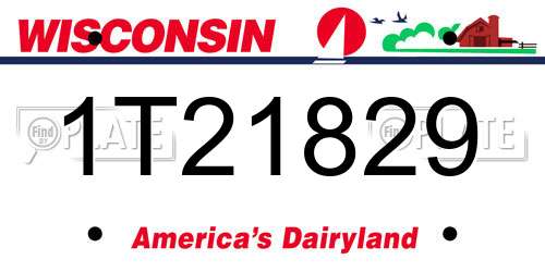 1T21829 Wisconsin License Plate