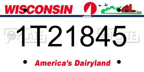 1T21845 Wisconsin License Plate