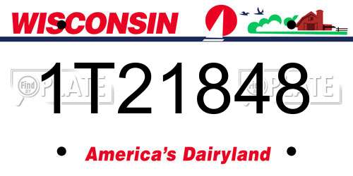 1T21848 Wisconsin License Plate