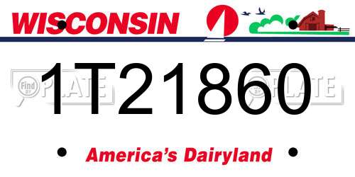 1T21860 Wisconsin License Plate
