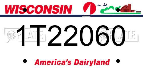 1T22060 Wisconsin License Plate