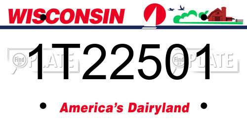 1T22501 Wisconsin License Plate