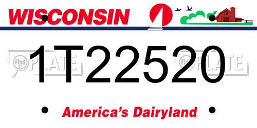 1T22520 Wisconsin License Plate