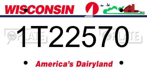 1T22570 Wisconsin License Plate