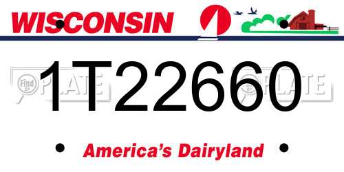 1T22660 Wisconsin License Plate