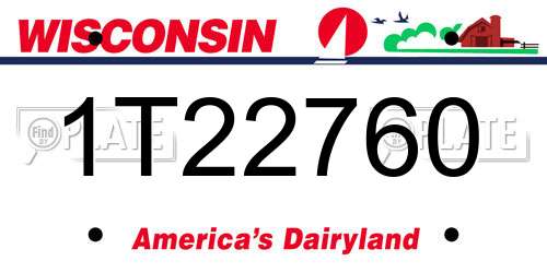 1T22760 Wisconsin License Plate