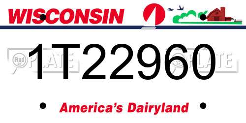 1T22960 Wisconsin License Plate