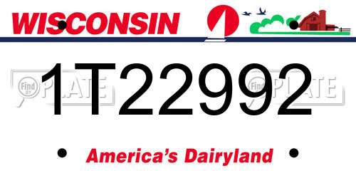 1T22992 Wisconsin License Plate
