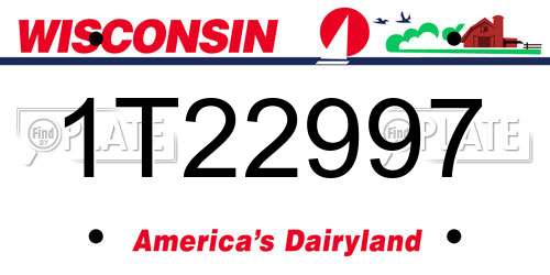 1T22997 Wisconsin License Plate