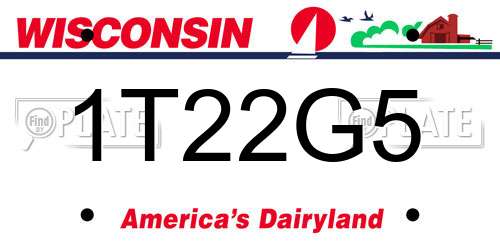 1T22G5 Wisconsin License Plate