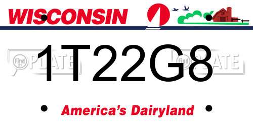 1T22G8 Wisconsin License Plate
