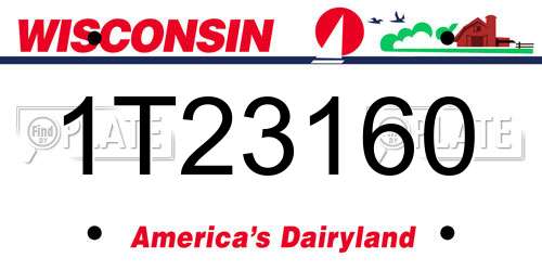 1T23160 Wisconsin License Plate