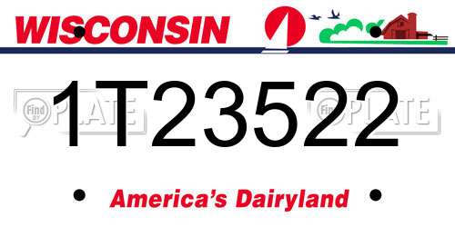 1T23522 Wisconsin License Plate