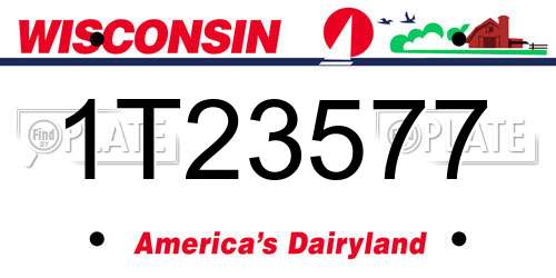 1T23577 Wisconsin License Plate