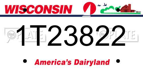 1T23822 Wisconsin License Plate