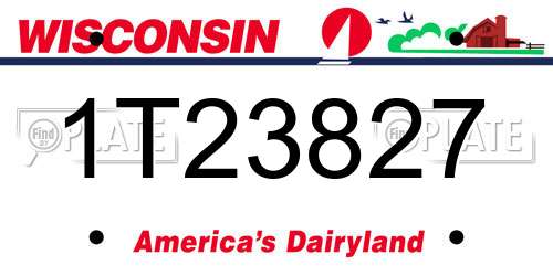 1T23827 Wisconsin License Plate