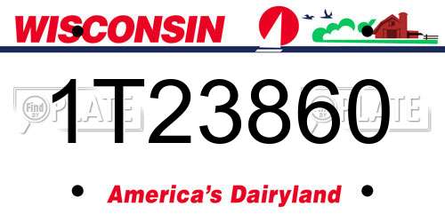 1T23860 Wisconsin License Plate