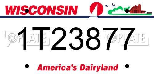 1T23877 Wisconsin License Plate