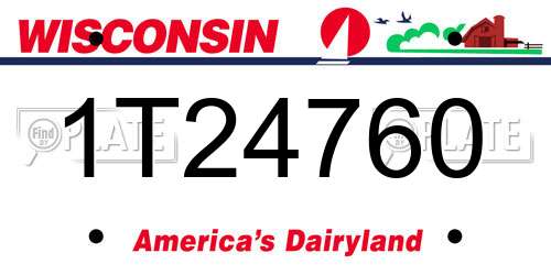 1T24760 Wisconsin License Plate
