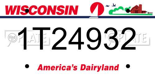 1T24932 Wisconsin License Plate