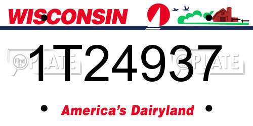 1T24937 Wisconsin License Plate