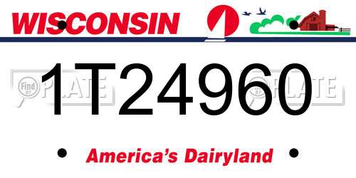 1T24960 Wisconsin License Plate