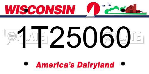 1T25060 Wisconsin License Plate