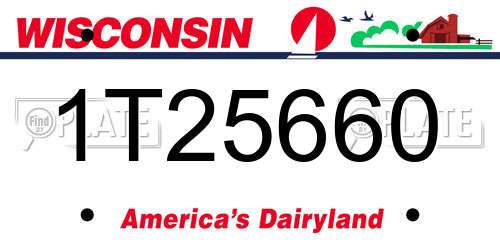 1T25660 Wisconsin License Plate