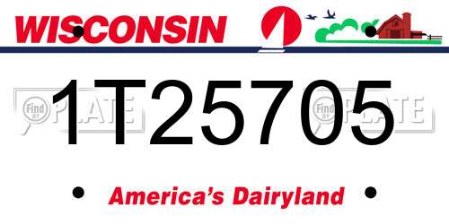1T25705 Wisconsin License Plate