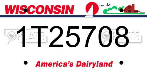 1T25708 Wisconsin License Plate