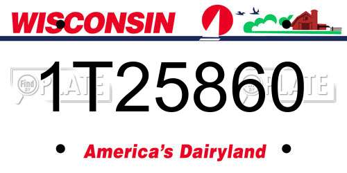 1T25860 Wisconsin License Plate