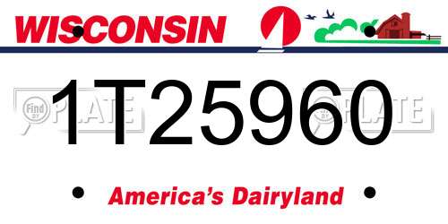 1T25960 Wisconsin License Plate