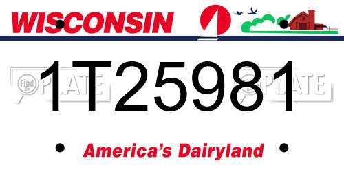 1T25981 Wisconsin License Plate