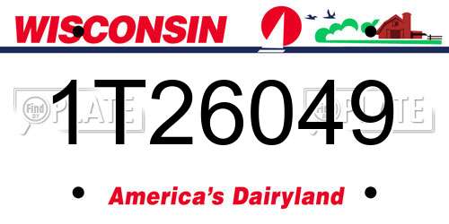 1T26049 Wisconsin License Plate