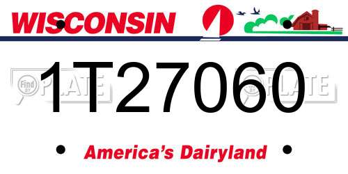 1T27060 Wisconsin License Plate