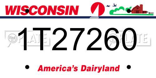 1T27260 Wisconsin License Plate